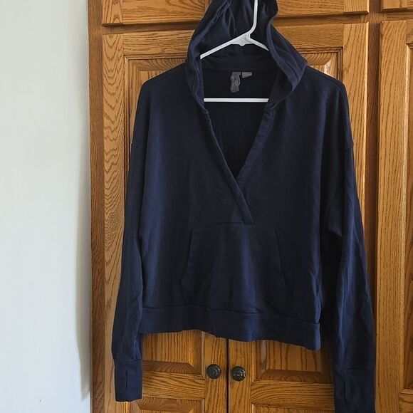 Sweaty Betty hoodie large size 12 sweatshirt  top long sleeve blue pocket Active - Picture 11 of 14